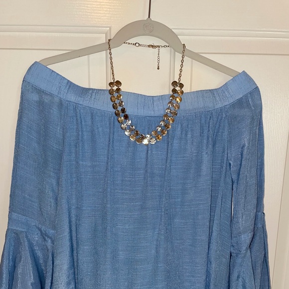 Silver and gold hammered look necklace - Picture 2 of 6